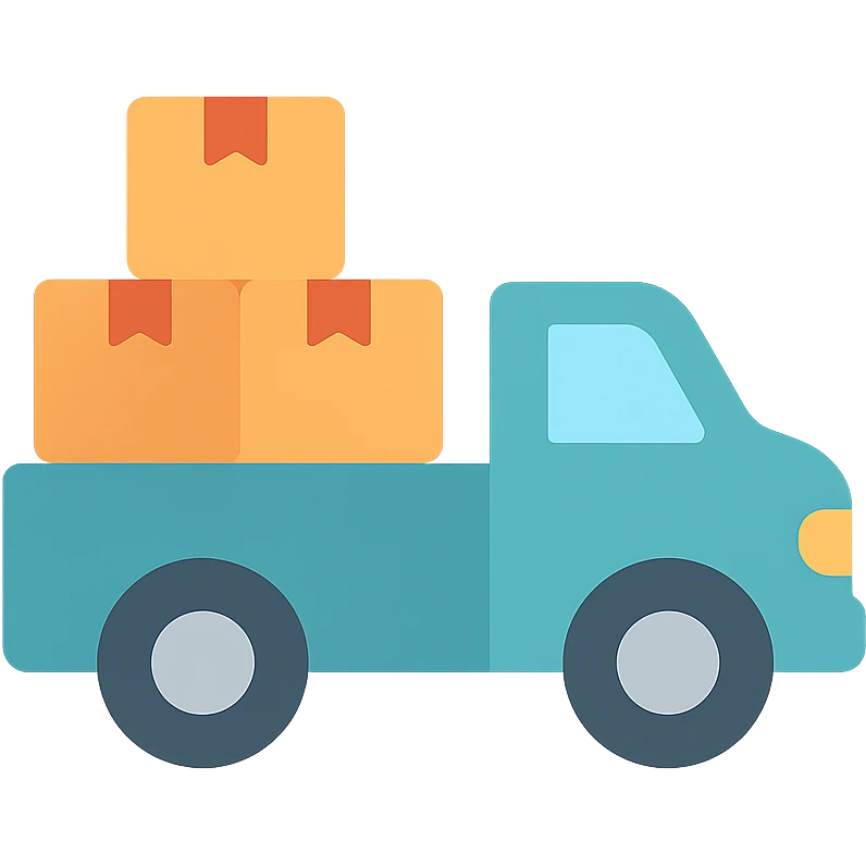 a delivery truck with boxes, flat color style emoji