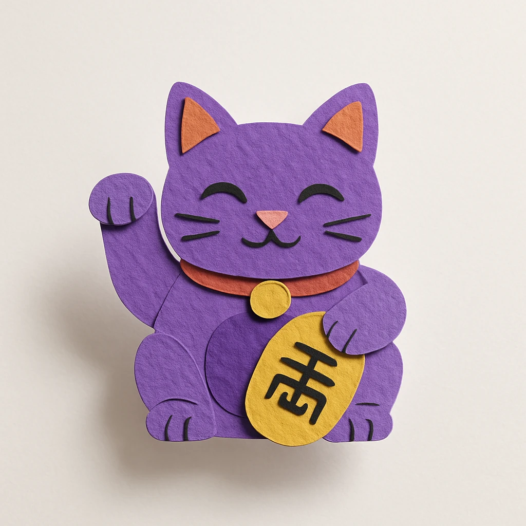 purple chinese lucky cat emoji