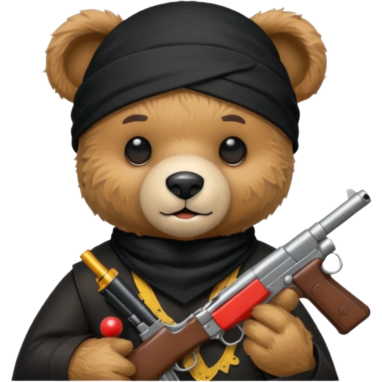 Teddy bear wearing like a Cholo, holding a Glock  emoji