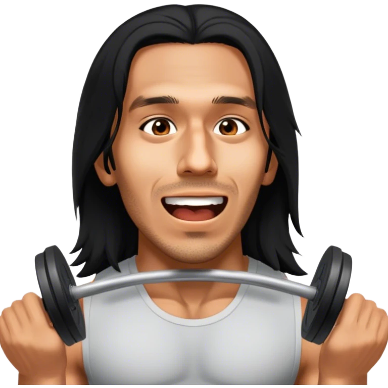 Guy with long hair working out in the gym emoji