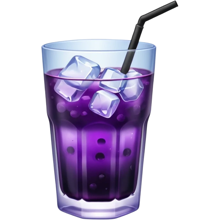 Clear fancy glass of ice and black currant drink emoji