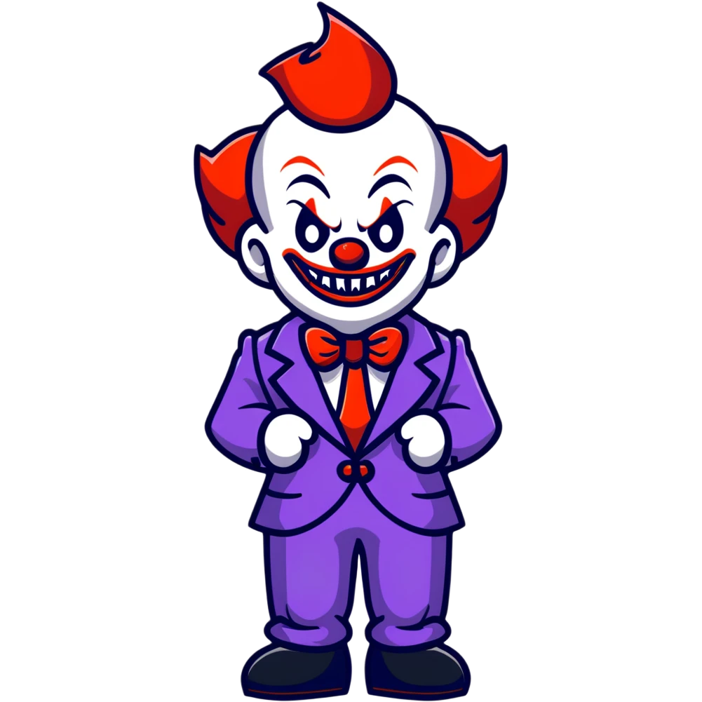 demonic clown wearing a leisure suit emoji