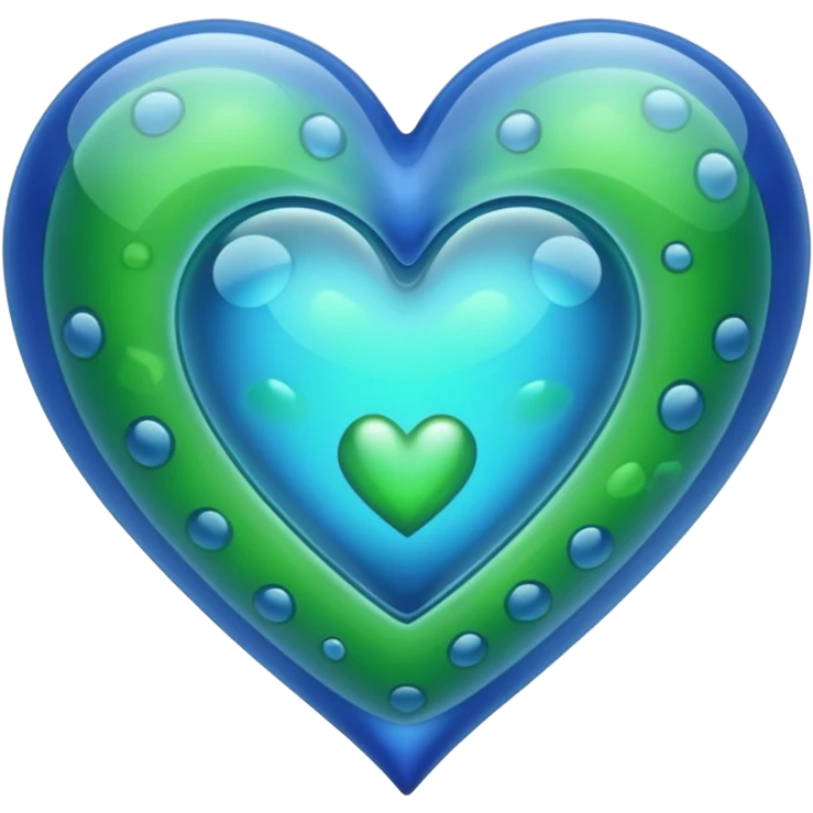 Blue ameba romantic heart green photosynthesis cells alien love heart emoji