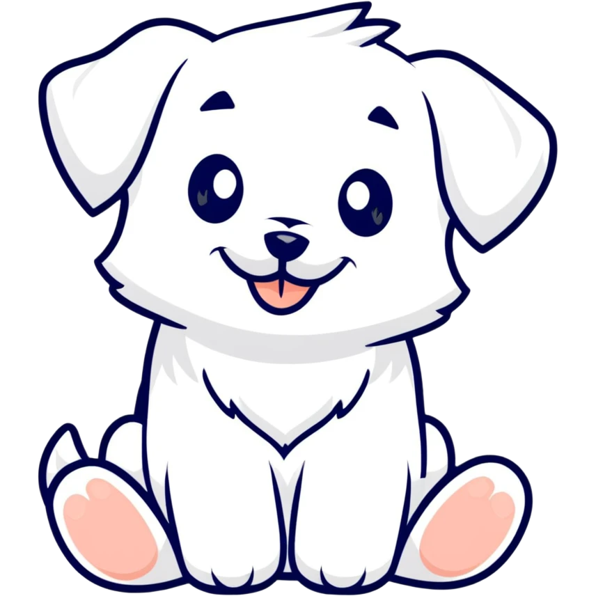 cartoon Maltese puppy giving a thumbs up, cheerful expression emoji