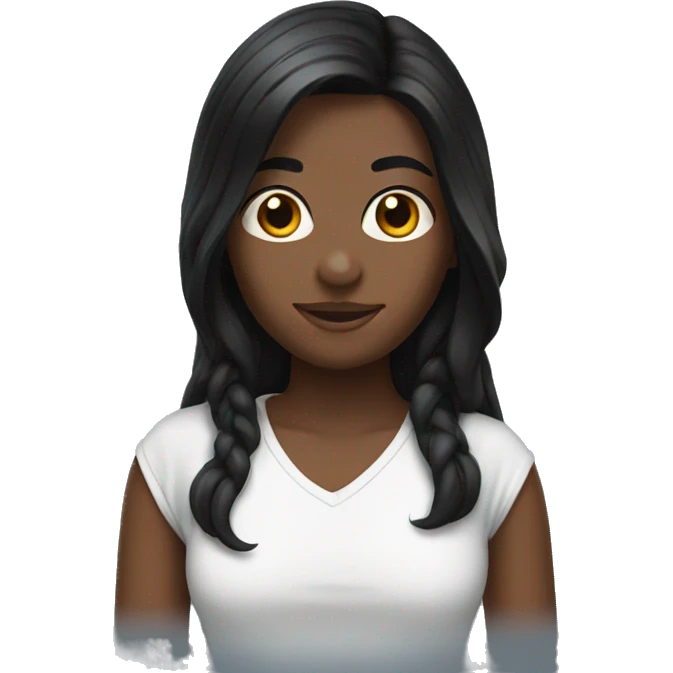 black long hair,  emoji
