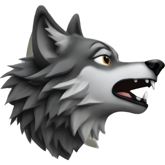 Wolf howling at moon very realistic emoji
