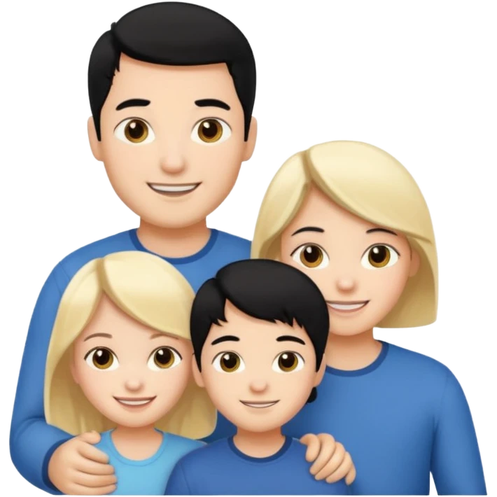 Family blach hair male + blonde female + black hair kid emoji