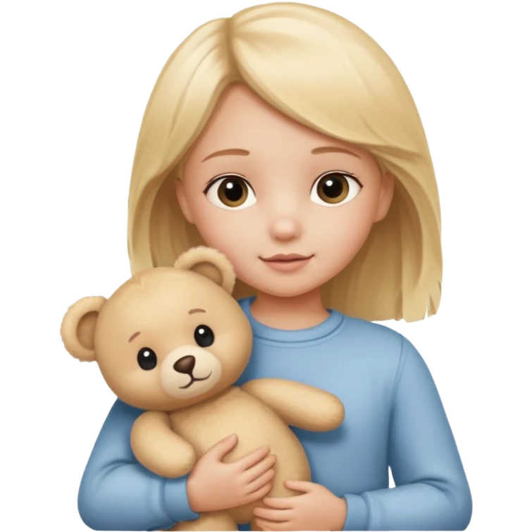 Blonde little girl with beige bear emoji