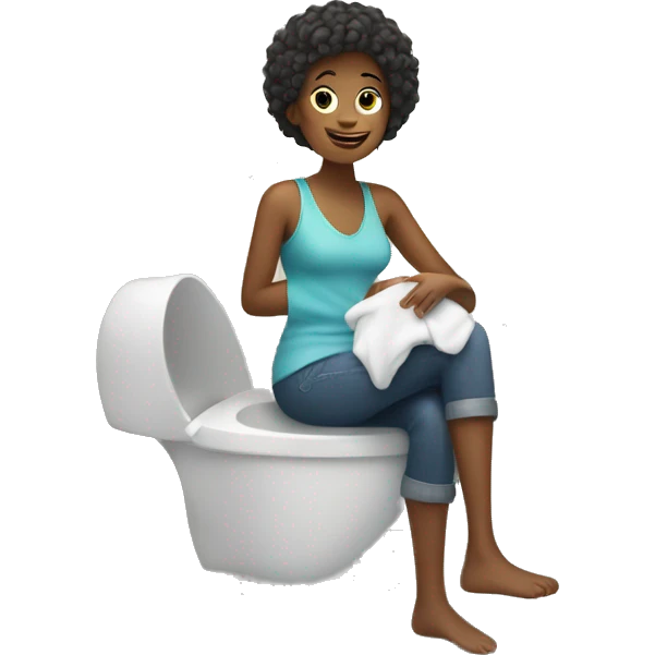 Woman sitting in bathroom  emoji