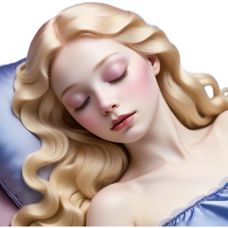 Cinematic Realistic Sleeping Beauty (Aurora) Portrait, with porcelain-like skin featuring a natural rosy flush, illuminated by soft lighting that highlights the gentle contours of her face. Her golden blonde hair flows in soft, detailed waves with subtle highlights that shimmer in the light. Her deep violet-blue eyes radiate warmth and innocence, framed by arched brows and long lashes. With a soft, serene smile, she holds a delicate rose gently in one hand, her other hand resting lightly by her side. She is dressed in her classic pink gown, the fabric rich in texture with delicate folds that catch the light. A golden crown rests atop her head, gleaming with royal refinement. The portrait captures a soft, glowing aura, blending realism with an ethereal sense of beauty and timeless enchantment. emoji
