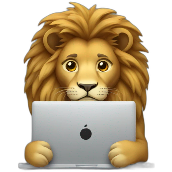 a lion using a laptop emoji
