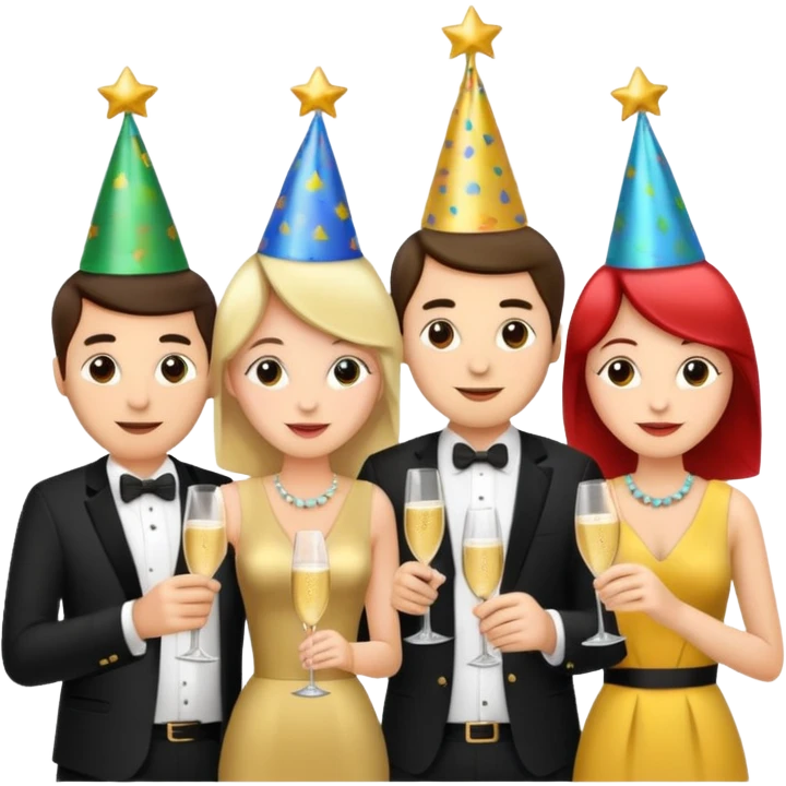 2 couples popping a bottle of champagne emoji