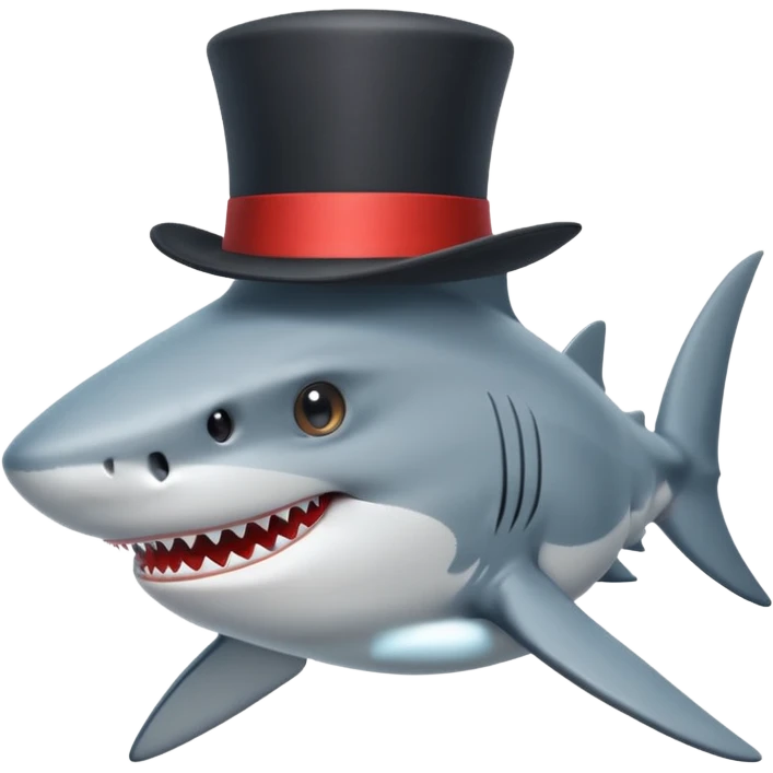 Shark with a top hat emoji