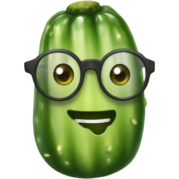 Pickle with glasses, tam, and cute face emoji