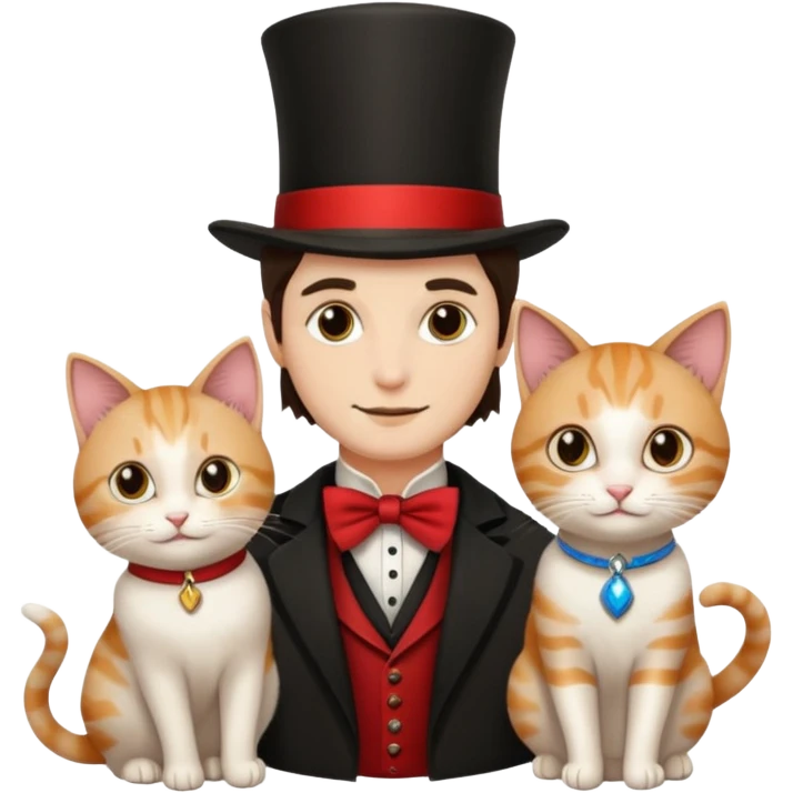 magician couple and their pet cat emoji