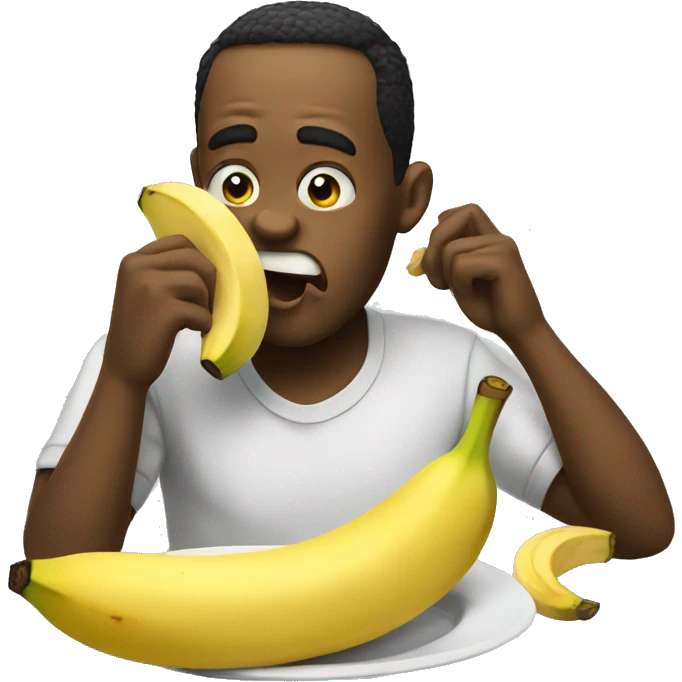 Emoji eating banana emoji