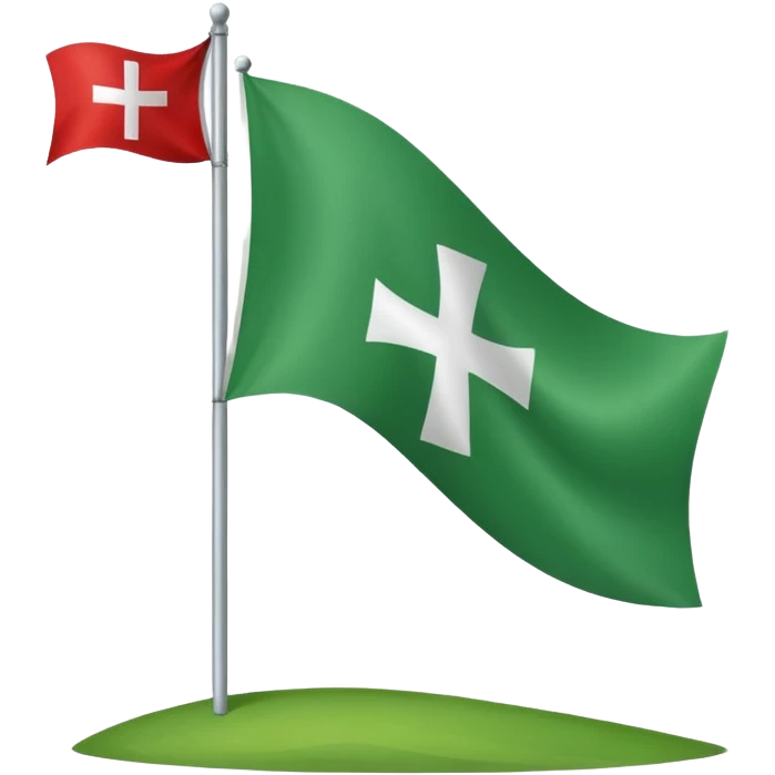 hacme un emoji de una vandera con el fondo rojo que tenca una cruz blanca y una equis por detras de la blanca de color verde emoji