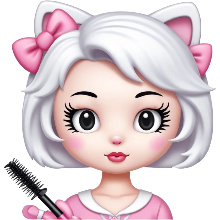  hello Kitty with an eyelash mascara spoolie emoji