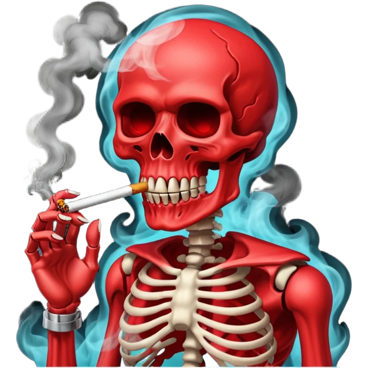 Scary red skull with body and smoking emoji