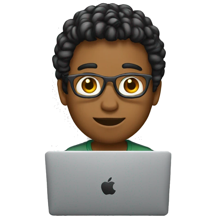 joven con un macbook emoji
