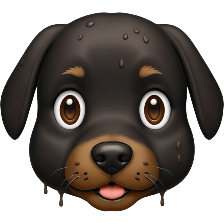 very muddy and dirty black dog face that doesnt look like pattern emoji