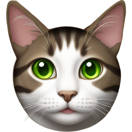 Dark Brown and white tabby cat with green eyes in a cardboard box emoji