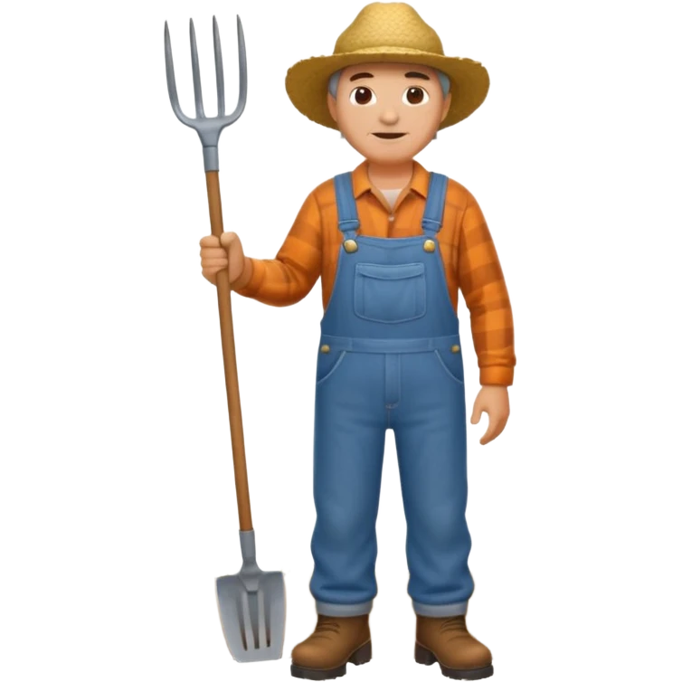 Farmer with Straw Hat
A middle-aged farmer wearing overalls and boots, holding a pitchfork or a bundle of hay. emoji