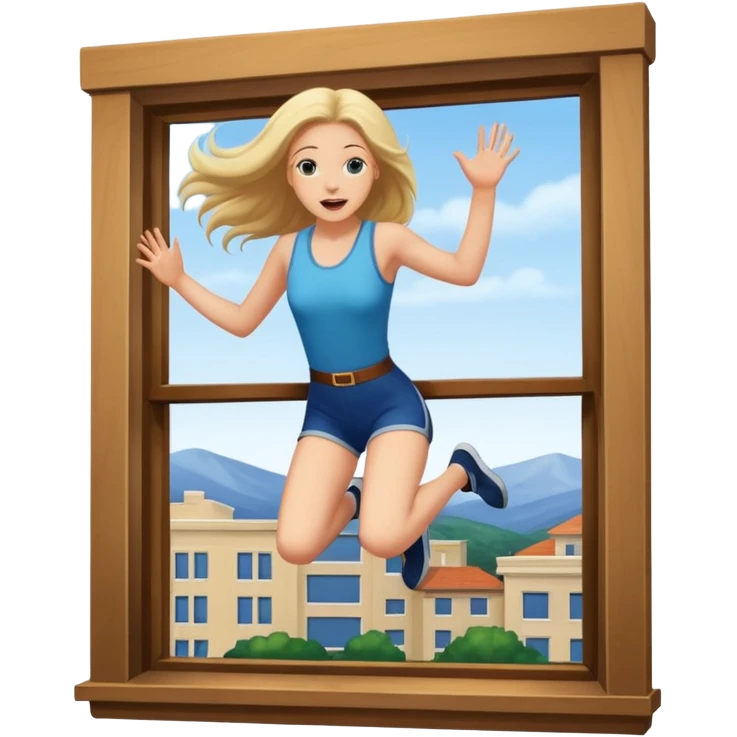 woman jumping out window emoji