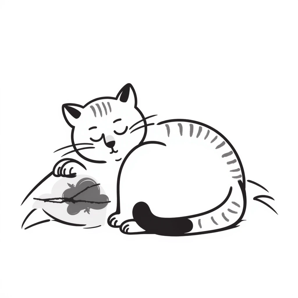 A sleepy cat curled up in a ball emoji