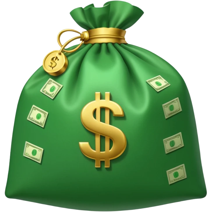 

3D emoji style, big bag of money, flying dollar bills, rich casino vibe, smooth lighting, high detail, clean edges, transparent background



 emoji