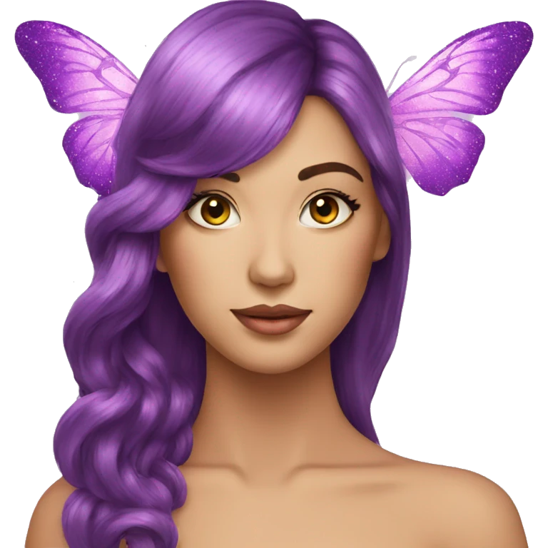 Glitter butterfly purple emoji