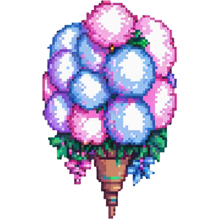 fluffy, smooth cotton candy in pastel pink, pixel art style emoji