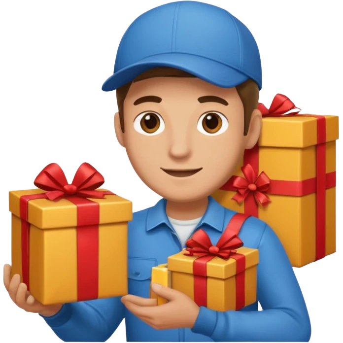 man courier holding gift box emoji