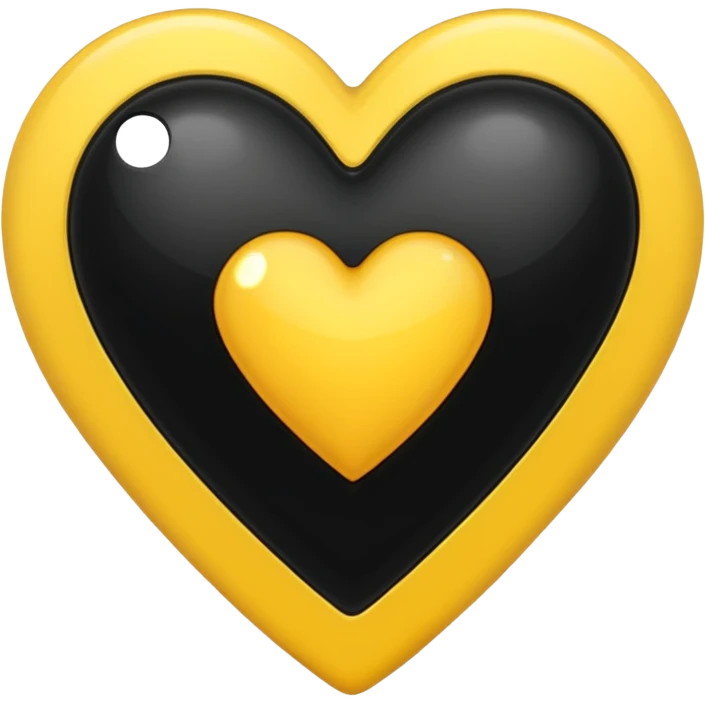 Fusiona un corazón de iPhone de color amarilla con color negro otro como el tercero pero sin el rabo de arriba emoji