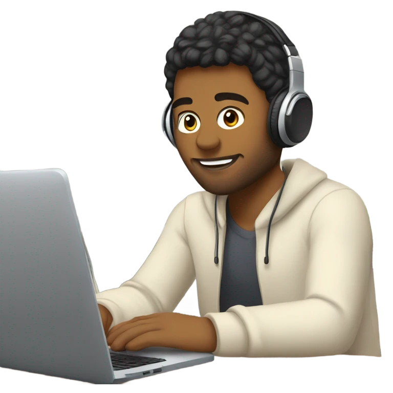 young English teacher working online at home with headphones and mic  emoji