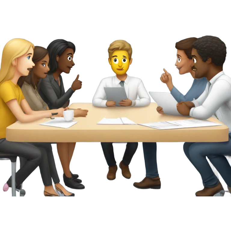 team meeting at a table emoji
