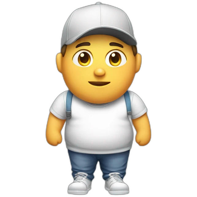 fatty young man in cap and loose fit clothing emoji