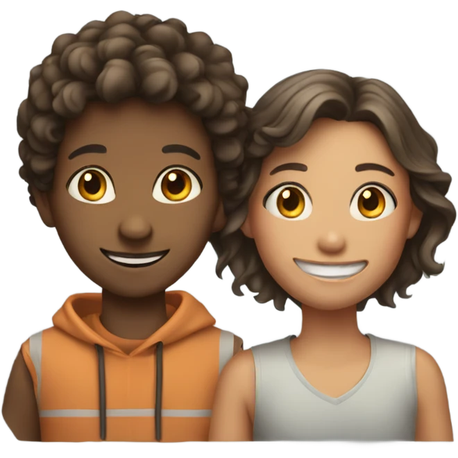 smiling girl with boys emoji