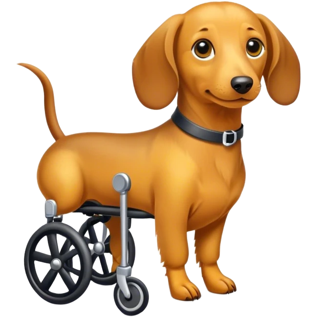 Yellow dachshund in a wheelchair  emoji