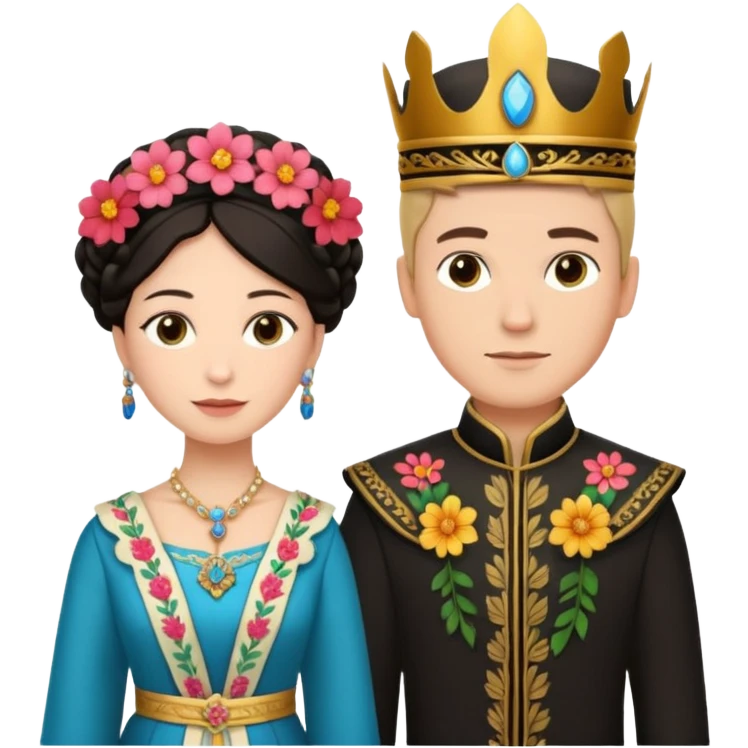 the most handsome young man in the world and the Queen of the Huerta 2024 in Murcia, both wearing traditional costumes with floral details emoji