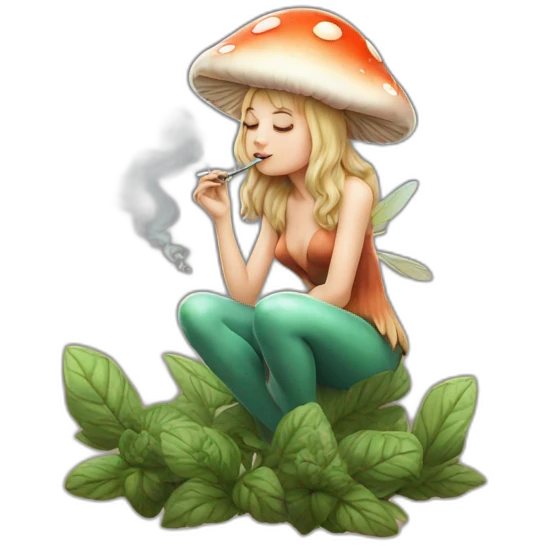 cute mushroom fairy smoking herbs emoji