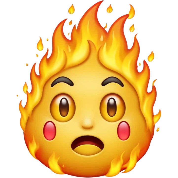 The emoji yellow On fire Scared emoji