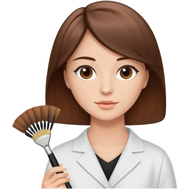 Brown haired aesthetician, holding fan brush emoji