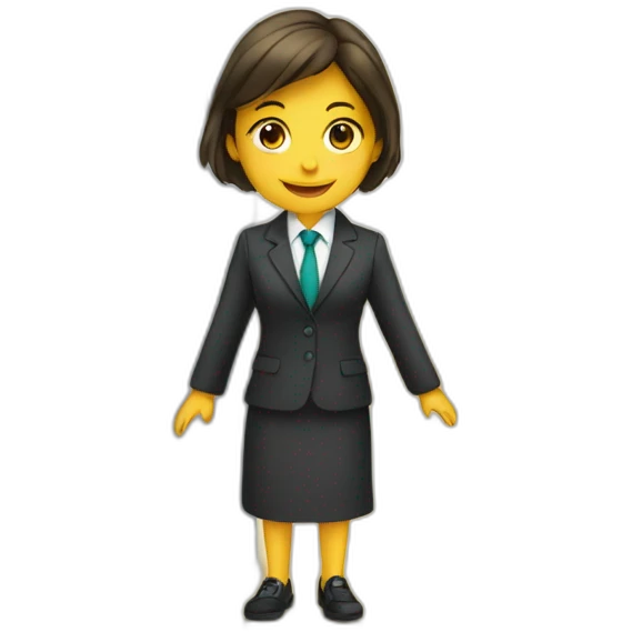 a girl in a suit invites you to enter the door emoji