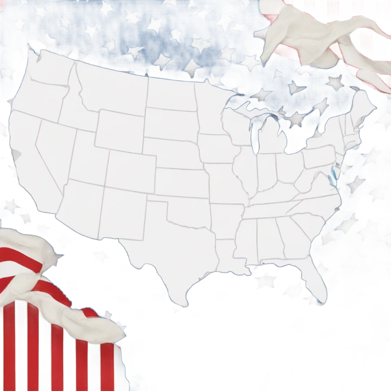 Map of the Usa. The map in the colours of the USA emoji