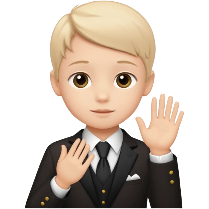 a child saying 'please' with a gentle gesture, etiquette theme emoji
