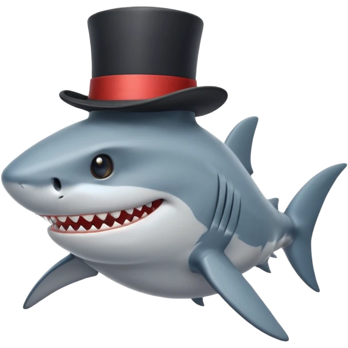 Shark with a top hat emoji