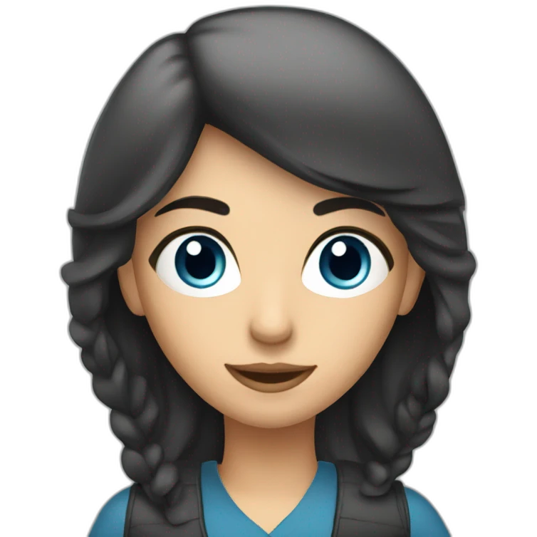 driver woman at driving school with black hairs and blue eyes emoji