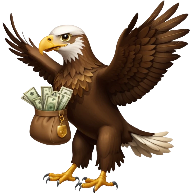 Eagle flying with money bag in mouth emoji