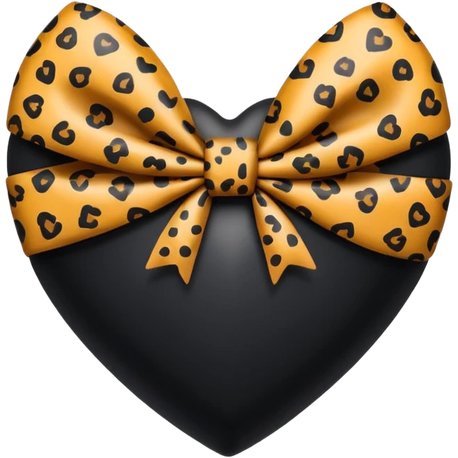 black heart with cheetah bow wrapped around it  emoji